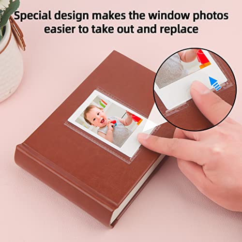 64 Pocket Mini Photo Album with Writing Space,Faux Leather Cover - Image 3