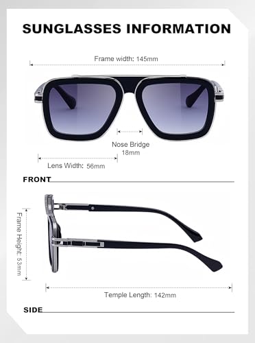 Image of Fashion Men Sunglasses Square Frame Shades for Men UV400 Protection Sunnies(98082)
