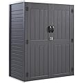 YITAHOME 59 Cuft Outdoor Tall Storage Shed, Waterproof Vertical Resin Shed for Garden, Garage, Patio, Lockable Tool Storage, No Shelves Included, Dark Gray