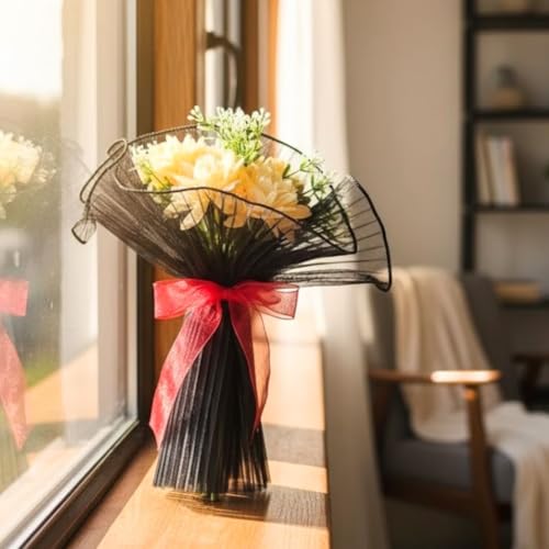 Image of SATYAM KRAFT 1 Pcs Artificial Flower Bouquet for Him Her | Romantic Decor for Valentine, Anniversary, Wedding, Birthday | Home, Table Office Decoration (Black Floral Bouquet)