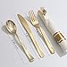 Supernal Pre Rolled Napkin with Gold Plastic Silverware Set of 30pack, Disposable Gold Silverware with Linen Napkin, Heavy Weight, Wrapped Plastic Silverware Suit for Wedding, Catering Event, Party