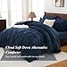 Sheet&Joy Queen Comforter Set, 7-Piece Bed in a Bag, Pintuck Bedding Sets for All Season, Includes Comforter, Flat Sheet, Fitted Sheet, Pillowcases and Pillowshams, Navy Blue