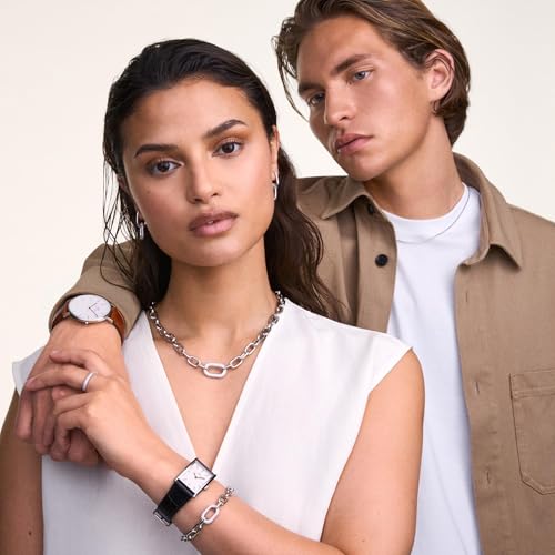 Image of Daniel Wellington Bound 35x24mm Guilloche Silver - Men Watch Stainless Steel Leather Strap Watch