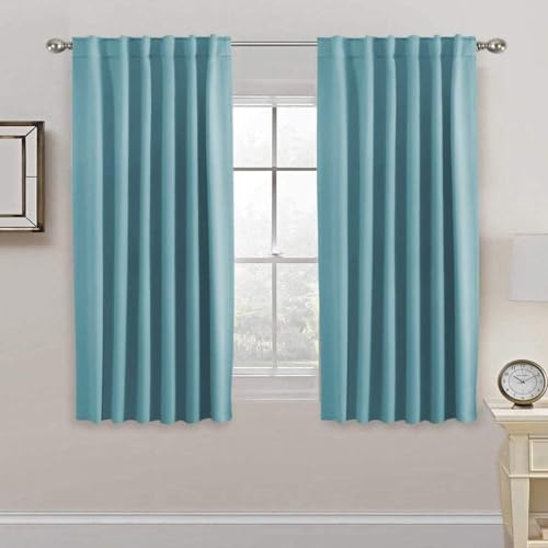 Image of H.VERSAILTEX Blackout Curtains Thermal Insulated Window Treatment Panels Room Darkening Blackout Drapes for Living Room Back Tab /Rod Pocket Bedroom Draperies, 52 x 63 Inch, Solid Aqua, 2 Panels