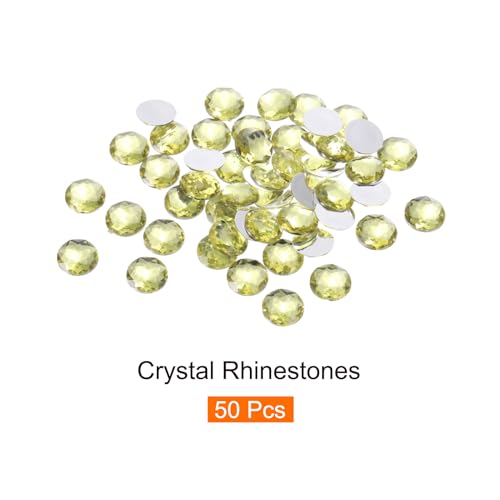 Image of MECCANIXITY Flat Back Round Acrylic Rhinestones,16mm Light Yellow Flatback Crystal Rhinestones for Crafts Clothes Shoes DIY Decoration Gifts 50Pcs