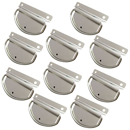 10 PCS Mango plegable en Acero Inoxidable, Sonwaha Tiradores Plegables Asa Plegable Caja de Herramientas Plateado Tiradores Plegables para Cajas 76x 50 mm Plateado