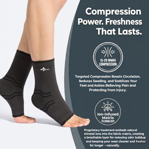 Image of ABIRAM Ankle Brace for Men & Women - Adjustable Compression Sleeve with Wrap for Sprained Ankle, Plantar Fasciitis, Achilles Tendonitis - Breathable Support for Running, Volleyball, Basketball - L
