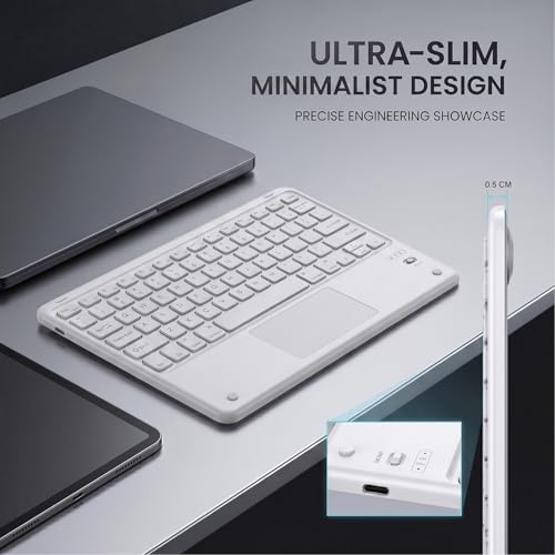 Teclado Bluetooth con panel táctil mini teclado inalámbrico blanco para tableta y iPad 3