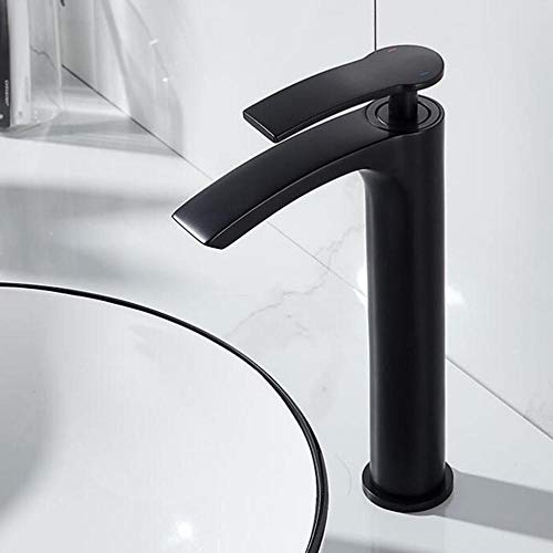 Robinet mitigeur de lavabo haut cascade noir pour salle de bains chic