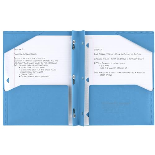 Image of Five Star 2-Pocket Folder,Plastic Folder with Stay-Put Tabs and Prong Fasteners,Holds 8-1 /2 inch x 11 inch Paper,Tidewater Blue,White,Amethyst Purple,Harvest Yellow (38064),(Pack of 24)