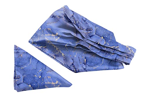 Image of BLACKSMITH Jacquard Microfiber Neckwear Ascot and Matching Pocket Square Set for Men