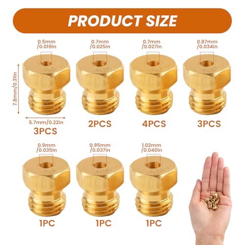 15-teiliges Universal-Düsenset für Umwandlung von LPG Propan, Herd und Kochfeld, Gasflasche Brenner 0,5 – 0,65 – 0,7 – 0,80 – 0,87 – 0,90 – 0,95 – 1,02 mm