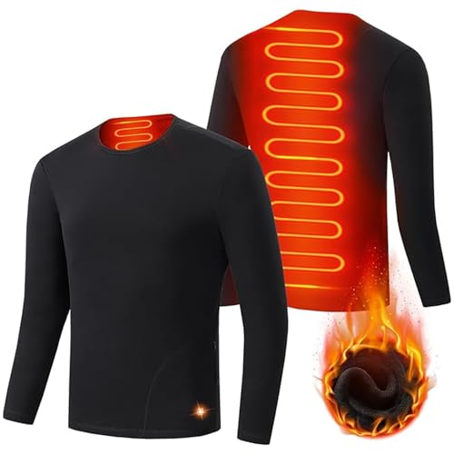 TOVCHEI Camisa De Ropa Interior Calefactable para Hombre Y Mujer, Forro Polar En La Espalda Térmica Calefactada Camiseta De Capa Base para El Día A Día, Lavable,Men,XL