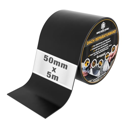 HSS Dach Reparaturband selbstklebend mit MicroSealant Klebstoff – für Dach & Abdichtungen – wasserdichtes Klebeband – Schwarz – 50 mm x 5 m HSS Dach Reparaturband selbstklebend mit MicroSealant Klebstoff – für Dach & Abdichtungen – wasserdichtes Klebeband – Schwarz – 50 mm x 5 m