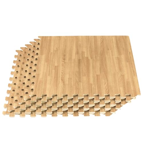 Forest Floor 3/8 Inch Thick Printed Foam Tiles, Premium Wood Grain Interlocking Foam Floor Mats...