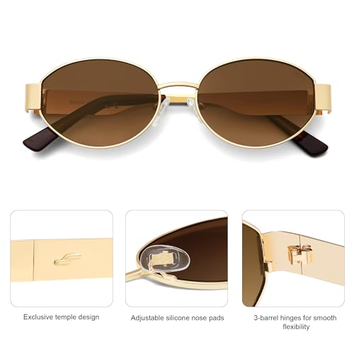 Image of SOJOS Retro Oval Sunglasses for Women Trendy Classic Shades UV400 Protection SJ1256