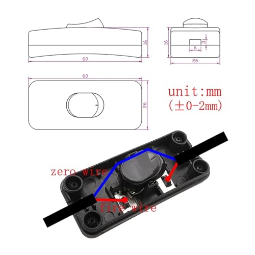 Interruptor en línea negro de 110-250V para cable de lámpara de mesa en pack de 5 unidades 6