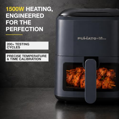Image of The Better Home Fumato 4.5L Digital Air Fryer, 1500W | Made for Indian Cooking | 7 Smart Presets | 360 Rapid Hot Air | Touchscreen | Viewing Window with Light | Recipe Book | 1-Year Warranty