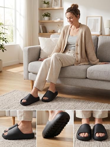 Image of Cloud Slides for Women Men, Unisex Recovery House Slides Indoor Outdoor, Waterproof Shower Shoes for Bathroom, Womens Mens Walking Sandals Comfortable