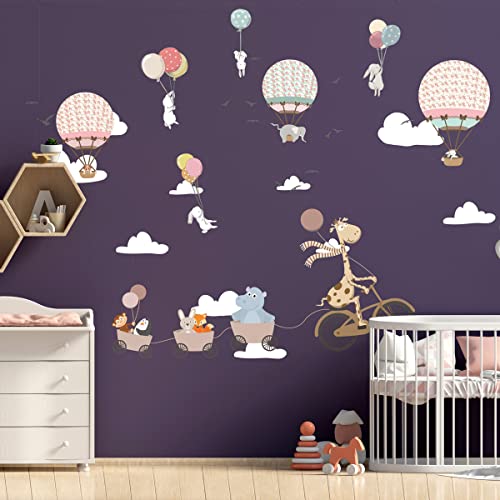 Children's Wall Stickers - Baby Room Decoration - Children's Bedroom Wall Sticker - Animals and Hot Air Balloons - H90 x L60 cm - Image 4