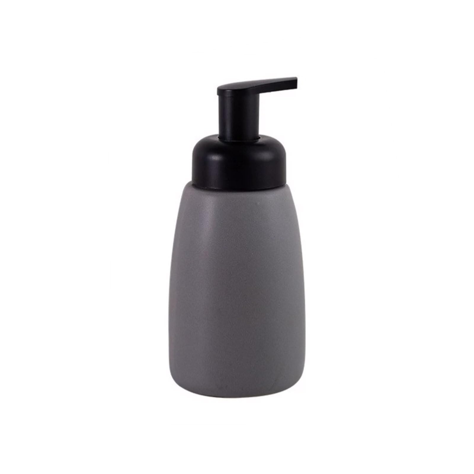 Ceramiczny dozownik mydła w piance 306 ml z plastikową głowicą pompki, matowe wykończenie, luksusowy blat (szary)