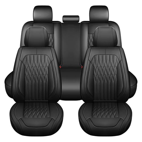 Huidasource Black Car Seat Covers, Waterproof Faux Leather Universal Fit Most Cars Sedans SUVs Trucks Airbag Compatible, Cup Holder Access, Car Seat Compatible, Easy Install, Wipes Clean by Huidasource - Used condition - US$94.05