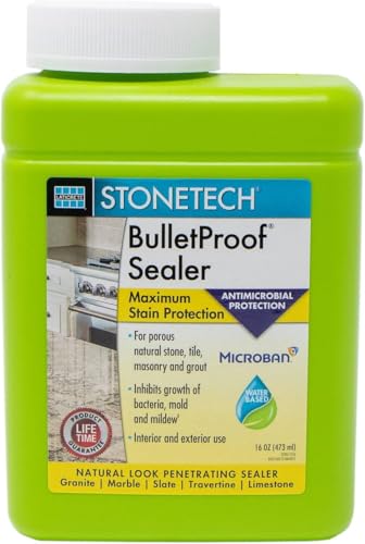 Water-based Penetrating Grout Sealer for Laticrete Stonetech Bulletproof Sealer Lasting Stain Protector for Natural Stone Tiles Masonry Granite Marble Slate Travertine & Limestone Surfaces 16 oz