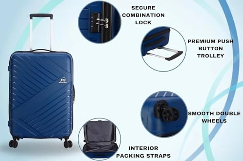 Image of American Tourister Kamiliant -8 Wheel, 3PC Set (Small + Medium + Large) Hard PP Suitcase for Travel /Trolley Bag for Travel /Travel Bag with TSA Lock & Smooth Sliding Double Wheel (Blue)