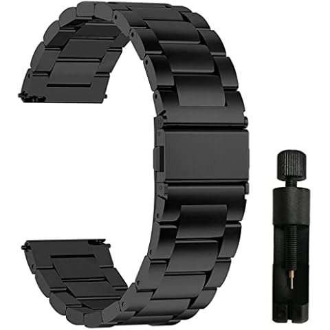 Quick Release Watch Strap,22mm Watch Band,Premium Solid Stainless Steel Watch Band Replacement for Men,Father,Husband(Black) Cover