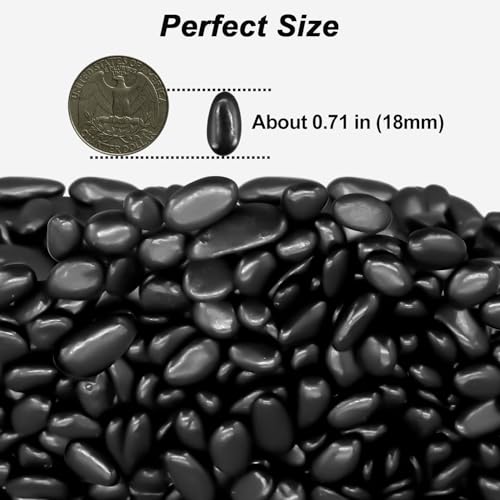 Image of Garden Landscaping Stones, Black River Rocks, Decorative Ornamental Pebbles | Gravel Filler For Flower Bed, Fish Tank, Plants, Vases, Succulents, Indoor & Outdoor Home Decoration