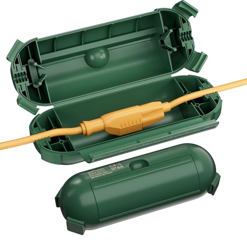 [2 Pack] Outdoor Extension Cord Safety Cover, BN-LINK Outdoor Plug Protector Waterproof, Electrical Connection Box for Holiday String Lights & Tools, Green
