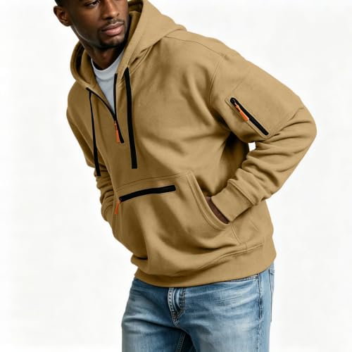 Half Zip Sweatshirt for Men Tactical Zip Hoodies Work Quarter Zip Pullover - image 3
