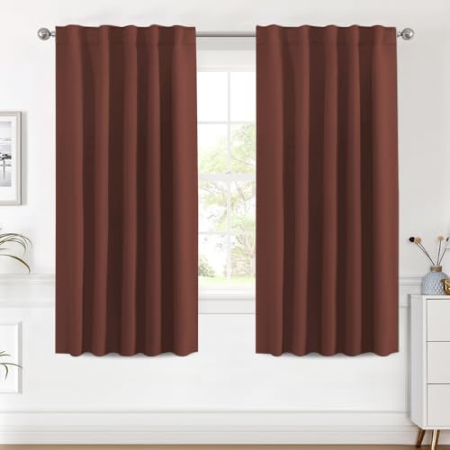Image of H.VERSAILTEX Blackout Curtains Thermal Insulated Window Treatment Panels Room Darkening Blackout Drapes for Living Room Back Tab /Rod Pocket Bedroom Draperies (2 Panels, Rust, 42 x 63 Inch)