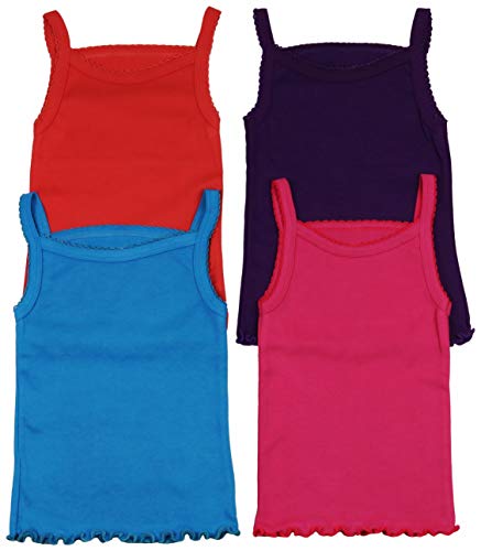 Image of ToBeInStyle Girl's 4 Pack Ruffle Hem Spaghetti Strap Tank Tops