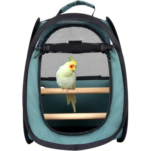 Akinerri Birds Travel Carrier, Small Bird Travel Bag, Transparent Breathable Travel Cage Bird Parrot Carrier, Include Perch and Bottom Tray