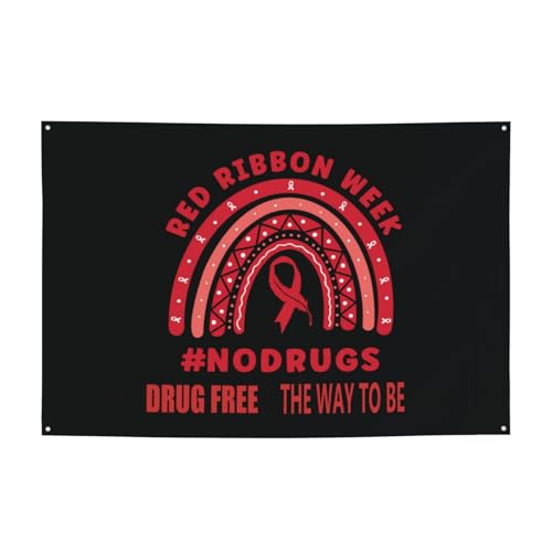 We Wear Red Red Ribbon Week Awareness October Backdrops 47 * 71 Inches Holiday Party Photography Background Indoor Outdoor Festival Photo Banner Booth Props Wall Decoration