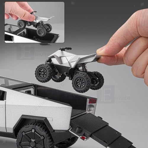 Image of 1:24 Scale Tesla Cybertruck Model Collection Enthusiasts Toy Pull Back Pick-Up Truck With Sound And Light, Alloy Diecast Toys For Kids Gift?Colors As Per Stock?(1:24 Tesla Truck)