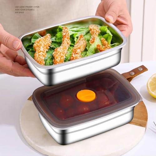 Image of STARKENDY Stainless Steel Food Storage Containers | 316 Food Grade Fridge storage container Leakproof Kitchen Organizer | Freshness Locking, Microwavable & Freezer Safe (1500 ML PACK OF 3)