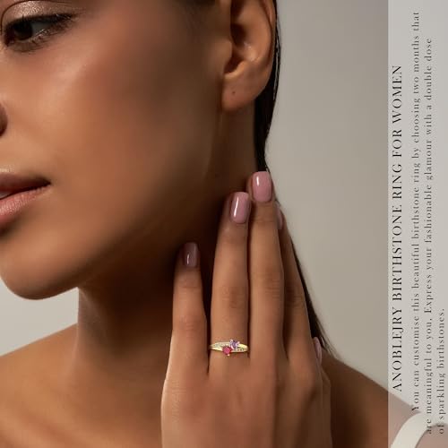 Gold Birthstone Rings for Women Non Tarnish Adjustable Ring Blue Purple Gold Heart CZ Ring Wedding Engagement Promise Rings Best Friend Birthday Gifts for Women4
