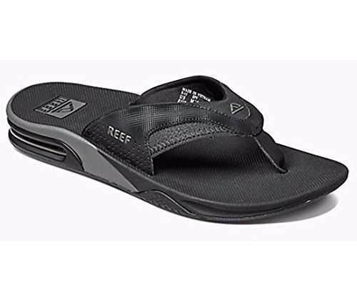 REEF Men's Fanning II Prints Flip Flop, Black/Black Plaid, 11 M US