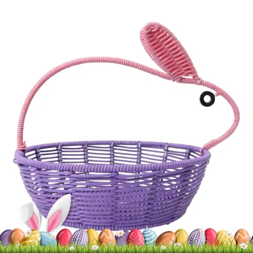 Cesta de Pascua decorativa de ratán perfecta para regalar dulces y decorar tu mesa 2