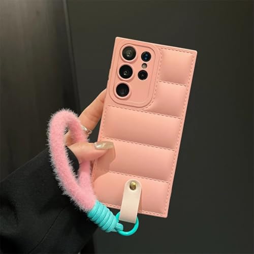 Dragonne pour S21 FE rose étui matelassé tendance avec lanière amovible
