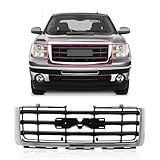 CarPartsDepot Front Grille Chrome Shell With Black Insert Compatible with GMC 2007-2013 Sierra 1500 & 2007-2010 Sierra 2500 HD 3500 HD GM1200573 25810704
