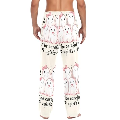 Four Careful Spirits Men's Cotton Pajama Pants with Pockets and Drawstring Comfortable and Stylish,S3