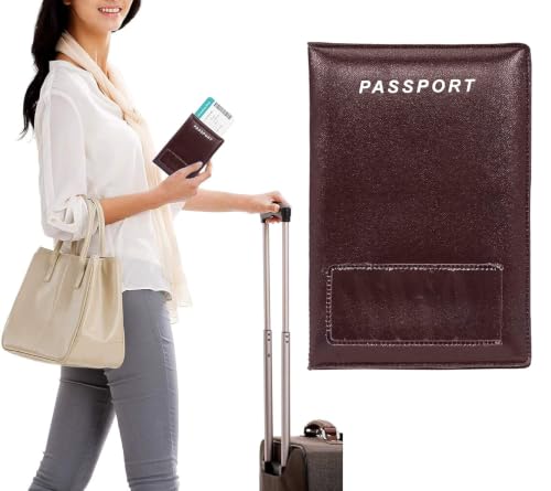 Image of Storite 5 Pack Slim PU Leather Travel Family Passport Holder Wallet Case, Passport Cover for Men & Women (Brown, 9.25 X 14 CM)