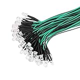  DEDC 50 Pcs 5 mm Vorverdrahtete LED-Dioden-Licht mit 21cm Kabel, 12 V Led fertig verkabelt