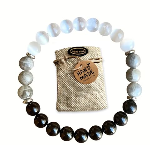 World Goblins - Pulsera Elástica en Piedra Natural de 8mm, Piedra Luna,...