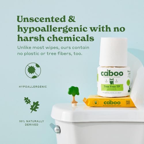 Caboo Tree Free Flushable Wipes, Certified Flushable, Septic Safe, Biodegradable, Chemical Free, Unscented Wipes for Adults made with Renewable Bamboo Based Viscose (Pack of 3, Total of 180) - Thumbnail 4