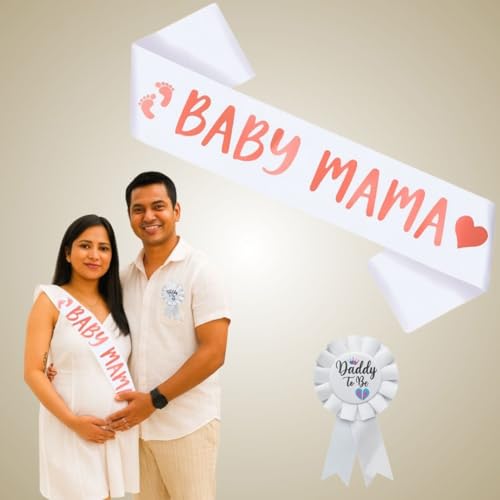 Image of Wanna Party Mom To Be Sash and Dad To Be Corsage Set for Baby Shower Party Decorations and Pregnancy Photoshoot Gift, Baby Shower Gift Items