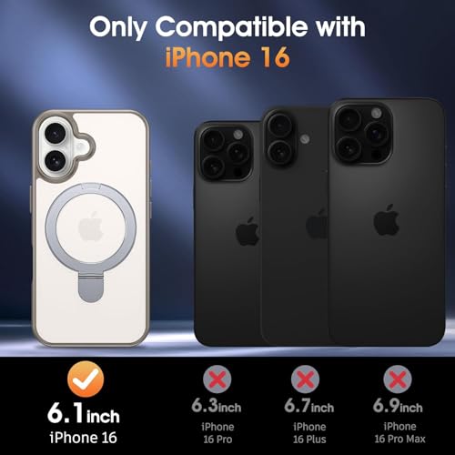 Image of iPhone 16 Magsafe Stand Case | Matte Design & 360 Protection | Military-Grade Apple iPhone 16 Cover | Ultra Premium - Gray